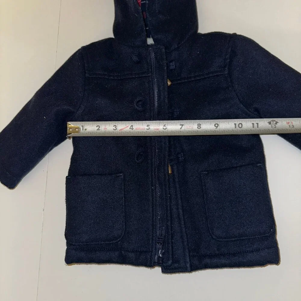 Kids Oshkosh Osh Kosh B'Gosh Toggle Jacket Coat 9m months NAVY plaid sherpa